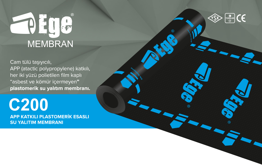 EGEPLUS MEMBRAN C200 APP KATKILI PLASTOMERİK ESASLI SU YALITIM MEMBRANI