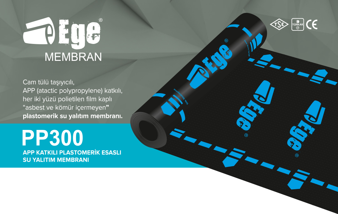 EGEPLUS MEMBRAN PP300 APP KATKILI PLASTOMERİK ESASLI SU YALITIM MEMBRANI